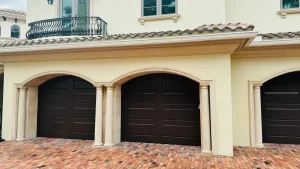 Stucco exterior finish on luxury Florida home with arched entrances